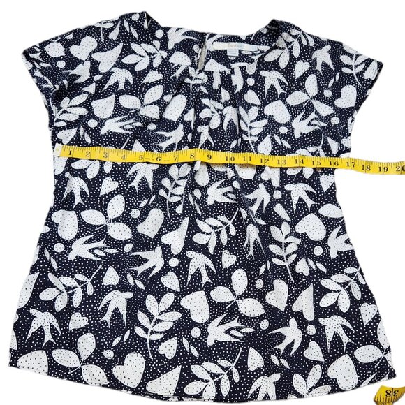 Boden Ravello Top Navy & White Silk Blend Flowy Lightweight Blouse Size 4 - Picture 4 of 5